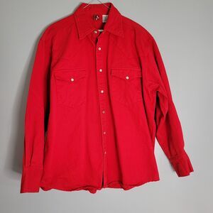 Vintage Marlboro Red Star Cotton Long Sleeve Pearl Snap Shirt 90s Western Large
